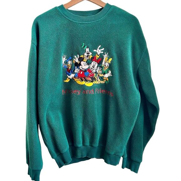 Vintage DISNEY Store Fleece Sweatshirt Embroidered Mickey Minnie Donald Goofy - Picture 2 of 7